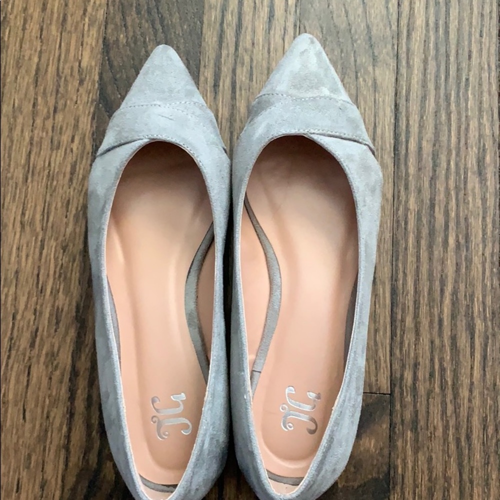 Light dusty gray-tan flats soft suede